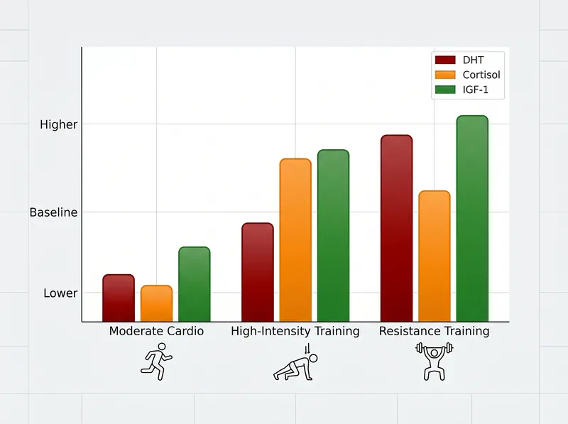 Chart showing how different exercise types affect hormones linked to hair health